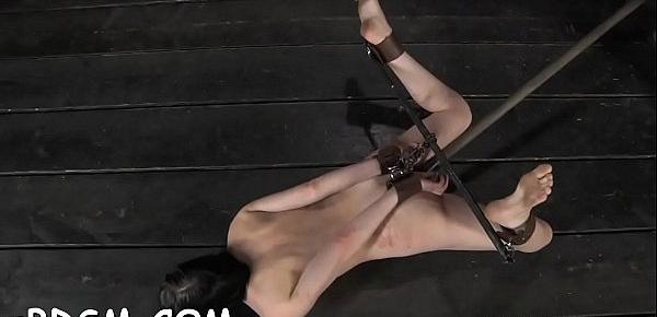  Blindfolded and gagged girl gets her bawdy cleft shovelled with toy